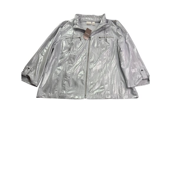 Zenergy Neema Foil Bay Jacket Full Zip Womens Size 2 (US L) Silver New - Picture 3 of 7